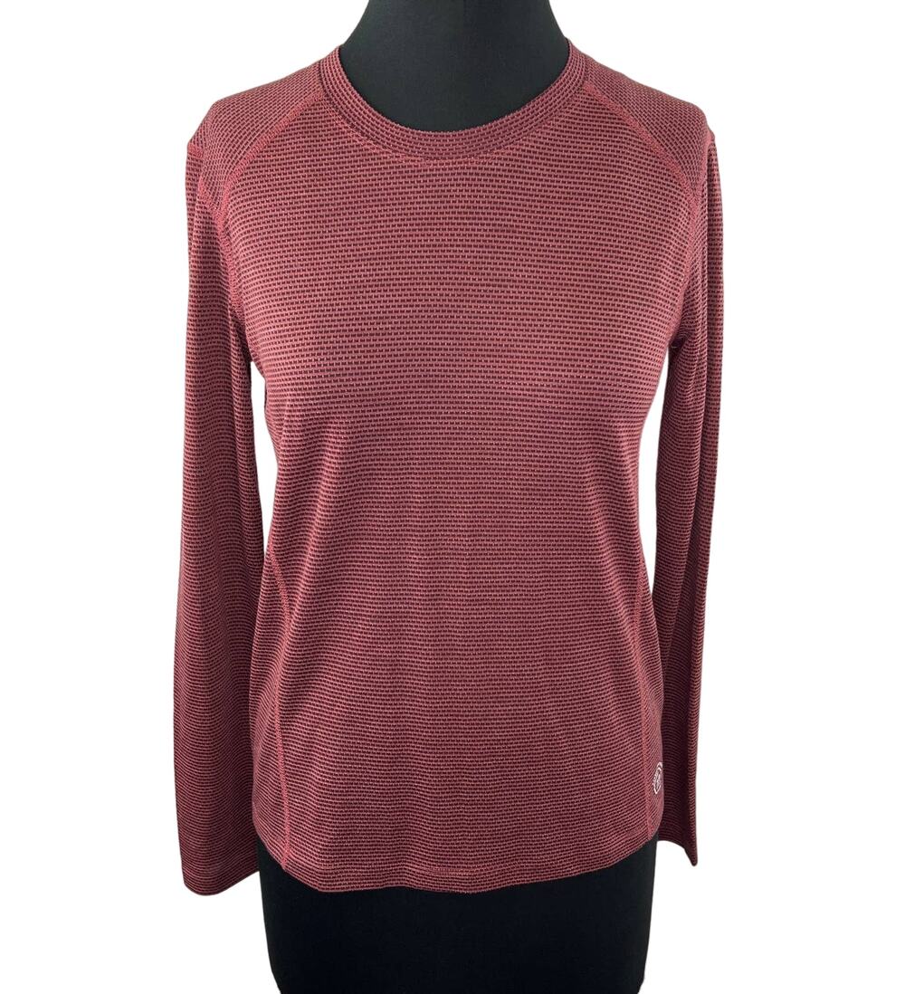 Allbirds Red Crew Neck Long Raglan Sleeve Contrast Seam Pullover Women's Top M